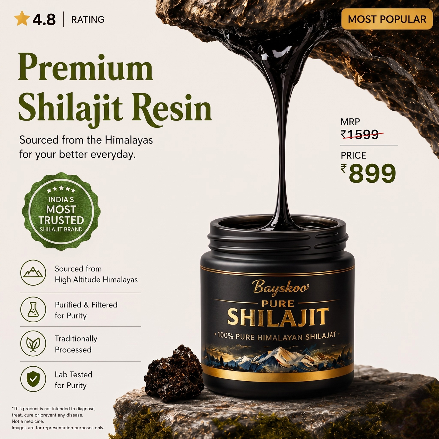 Bayskoo Pure Himalayan Shilajit Resin | 68% Fulvic Acid