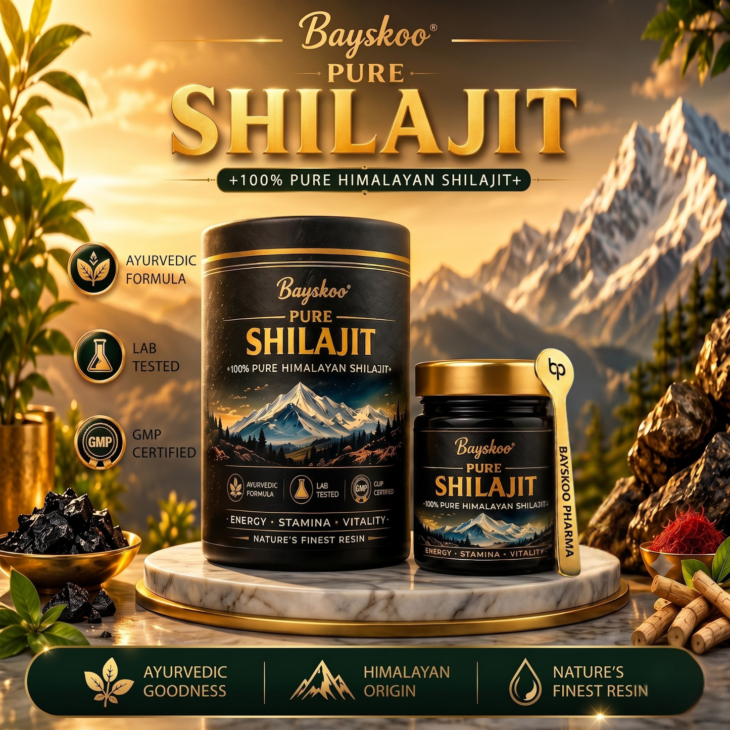 Bayskoo Pure Himalayan Shilajit Resin | 68% Fulvic Acid