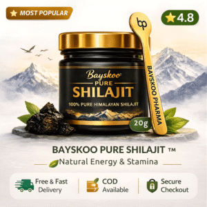 Bayskoo Pure Shilajit 20g Resin sourced from 18000 feet with Lab Report and Free Spoon.